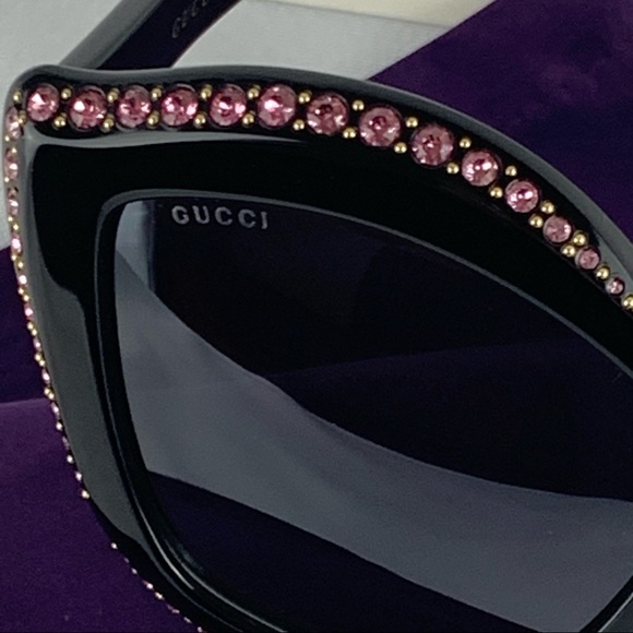 ❌SOLD❌GUCCI GG0118S 002 Black Cat Eye Sunglasses - Picture 14 of 16